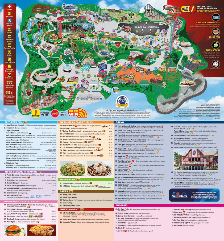 a map of Six Flags Magic Mountain
